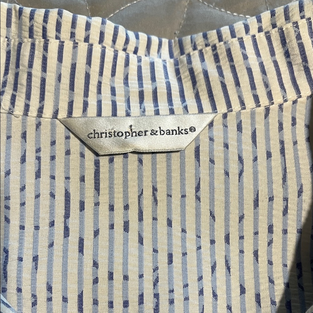 Christopher & Banks Seersucker jacket. Two pockets. To be worn w/o under shirt.